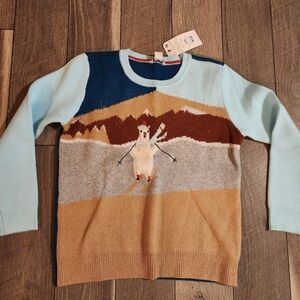 NWT EV1 Women's Multicolor Llama on Skis Knit Sweater Size Large